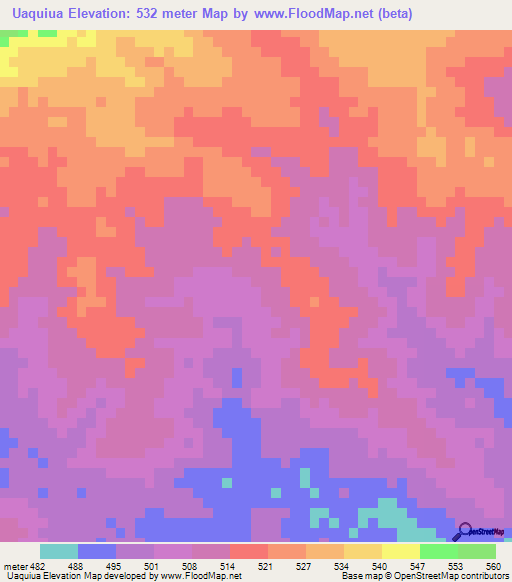 Uaquiua,Mozambique Elevation Map