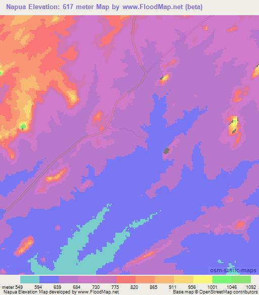 Napua,Mozambique Elevation Map