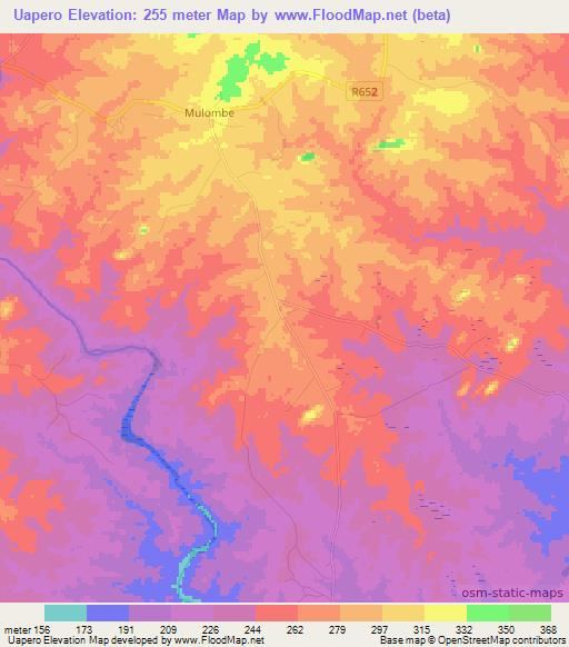 Uapero,Mozambique Elevation Map