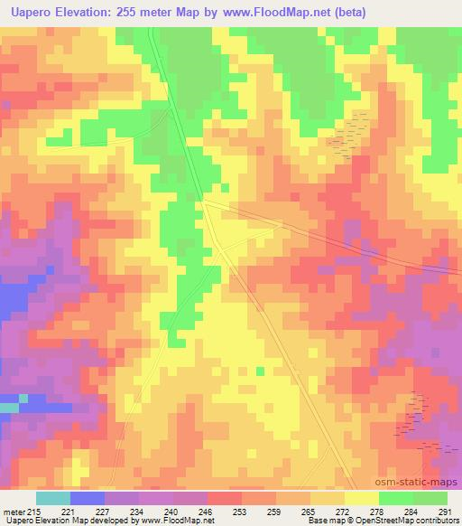 Uapero,Mozambique Elevation Map
