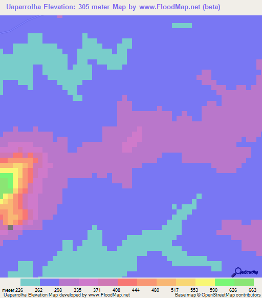 Uaparrolha,Mozambique Elevation Map