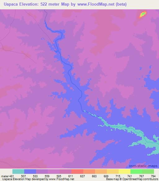 Uapaca,Mozambique Elevation Map