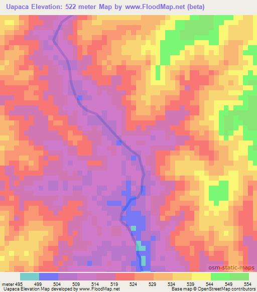 Uapaca,Mozambique Elevation Map