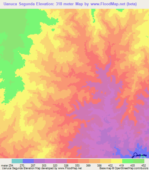 Uanuca Segunda,Mozambique Elevation Map