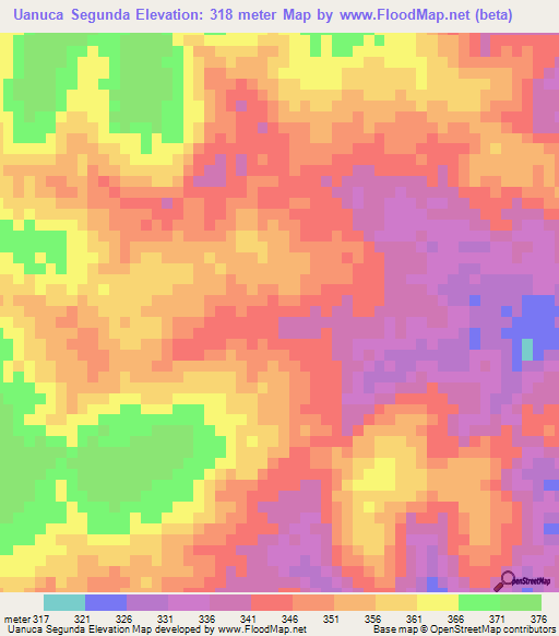 Uanuca Segunda,Mozambique Elevation Map
