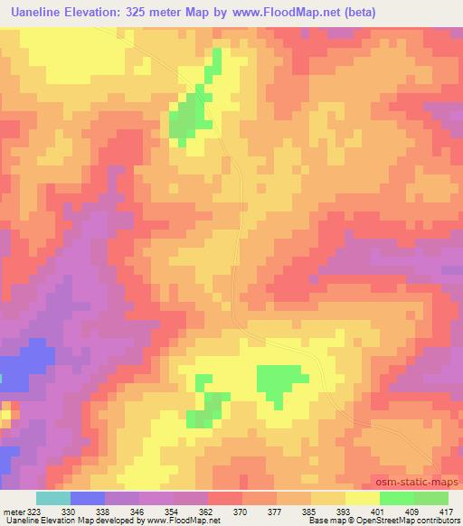Uaneline,Mozambique Elevation Map