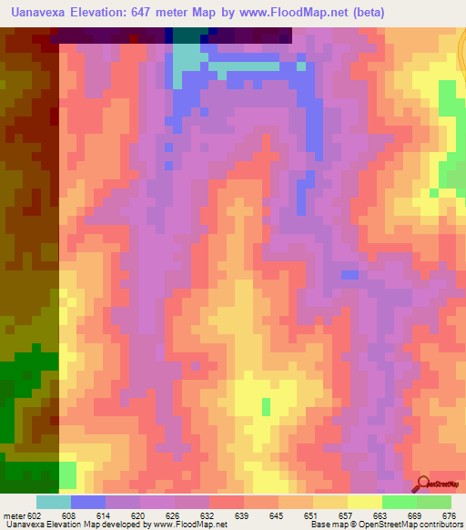 Uanavexa,Mozambique Elevation Map