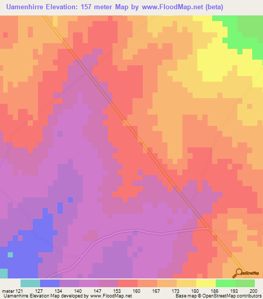 Uamenhirre,Mozambique Elevation Map