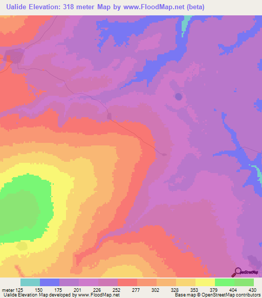 Ualide,Mozambique Elevation Map
