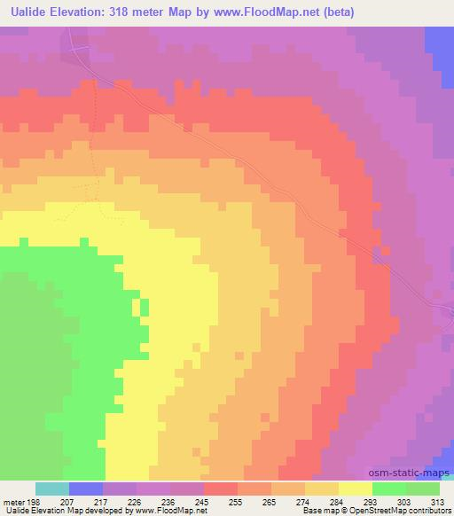 Ualide,Mozambique Elevation Map