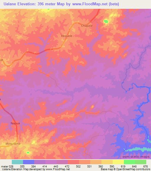 Ualane,Mozambique Elevation Map