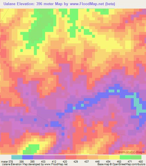 Ualane,Mozambique Elevation Map