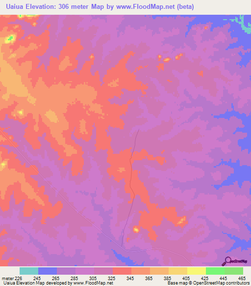 Uaiua,Mozambique Elevation Map
