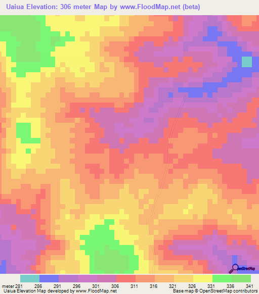 Uaiua,Mozambique Elevation Map