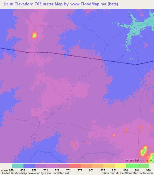 Uaite,Mozambique Elevation Map