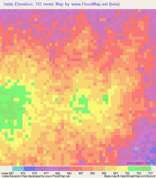Uaite,Mozambique Elevation Map