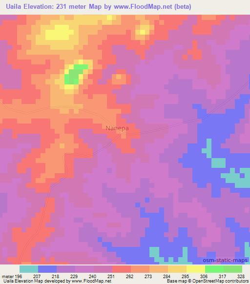 Uaila,Mozambique Elevation Map