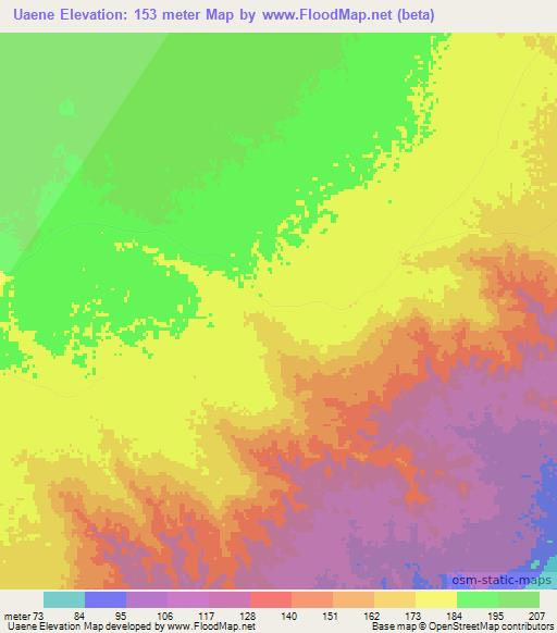 Uaene,Mozambique Elevation Map