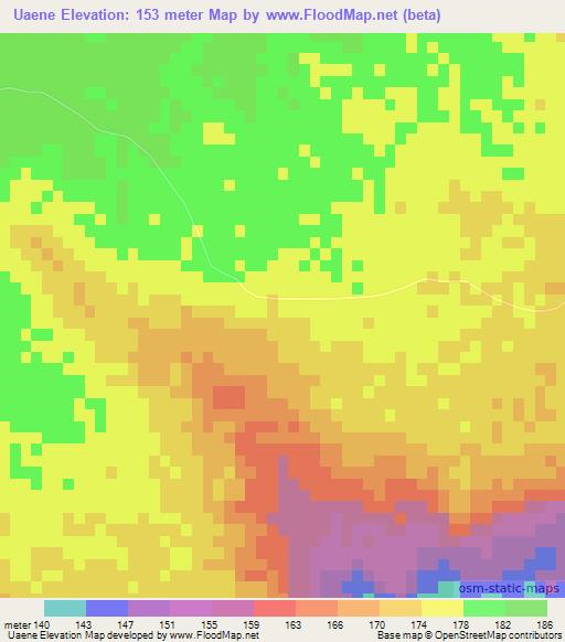 Uaene,Mozambique Elevation Map