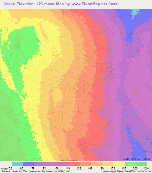 Uaene,Mozambique Elevation Map