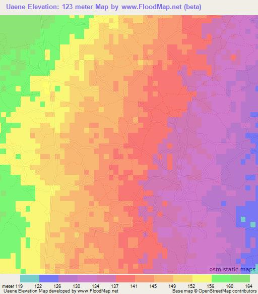 Uaene,Mozambique Elevation Map