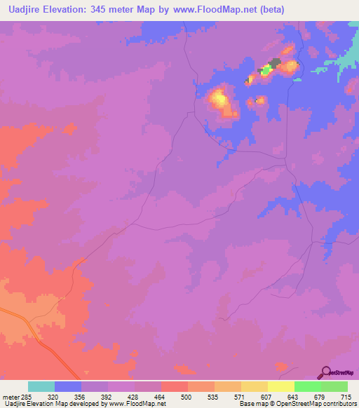 Uadjire,Mozambique Elevation Map