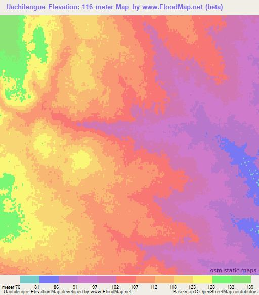 Uachilengue,Mozambique Elevation Map