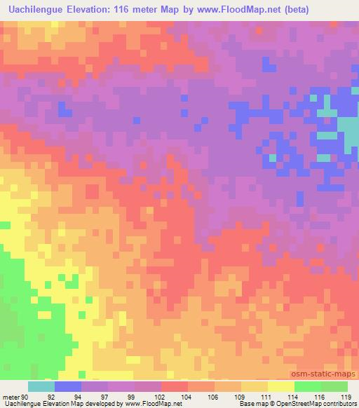 Uachilengue,Mozambique Elevation Map