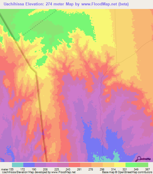 Uachihissa,Mozambique Elevation Map