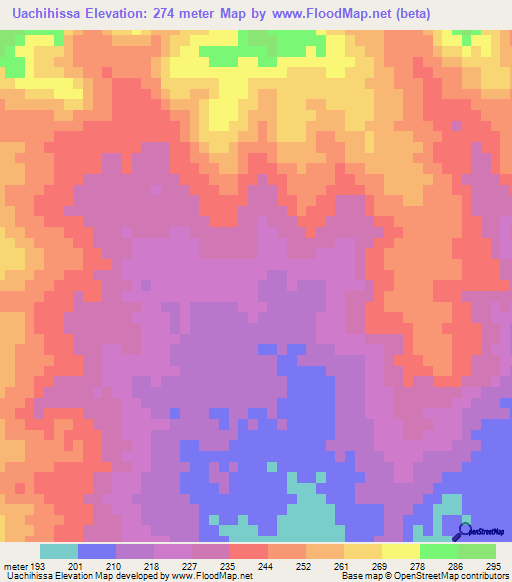 Uachihissa,Mozambique Elevation Map