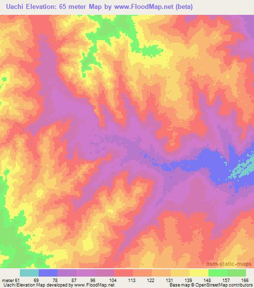 Uachi,Mozambique Elevation Map
