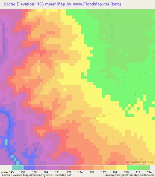 Uache,Mozambique Elevation Map