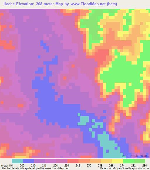Uache,Mozambique Elevation Map