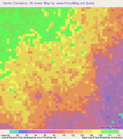 Uache,Mozambique Elevation Map