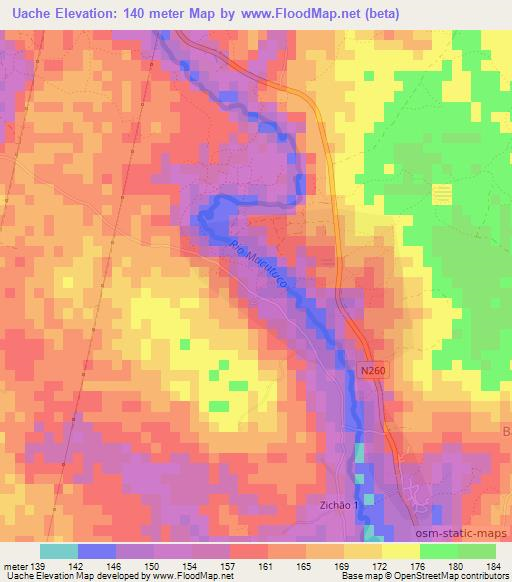 Uache,Mozambique Elevation Map