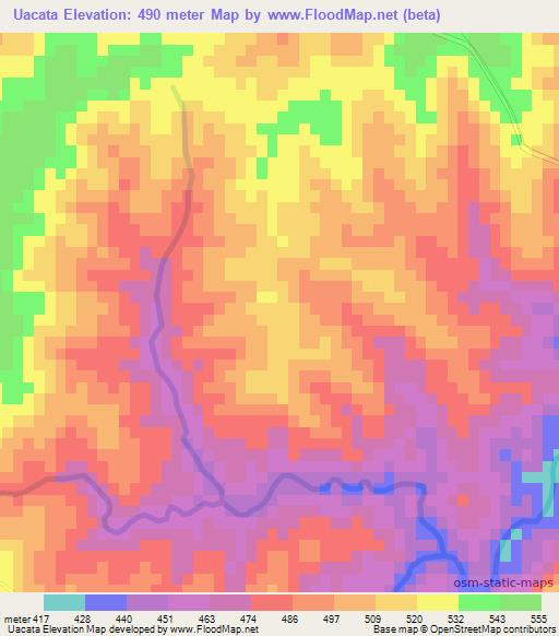 Uacata,Mozambique Elevation Map