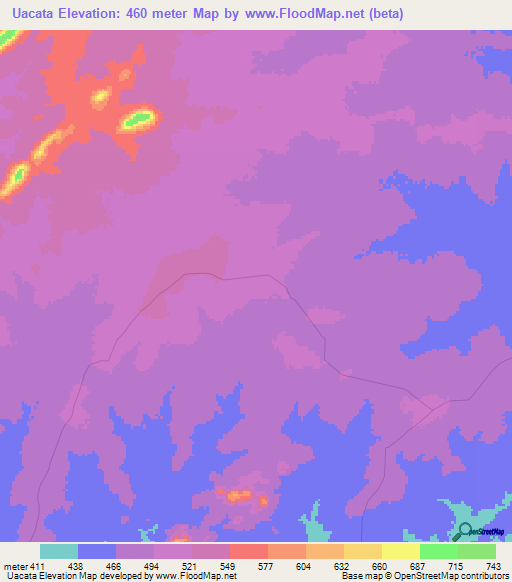 Uacata,Mozambique Elevation Map