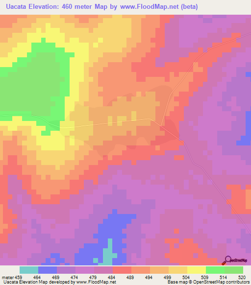 Uacata,Mozambique Elevation Map