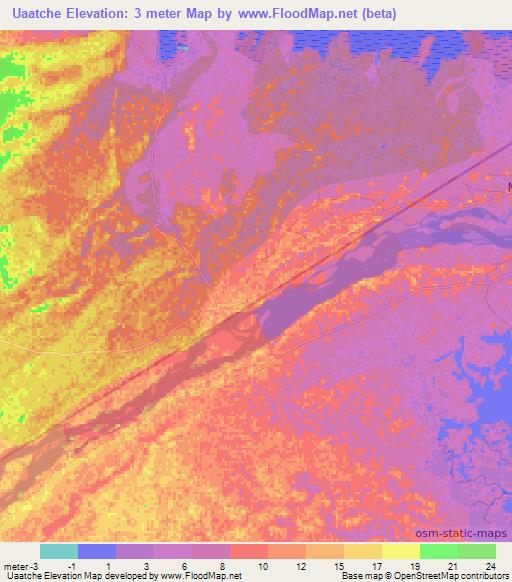 Uaatche,Mozambique Elevation Map