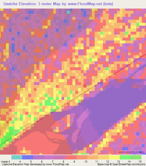 Uaatche,Mozambique Elevation Map