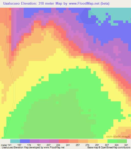 Uaalucueo,Mozambique Elevation Map