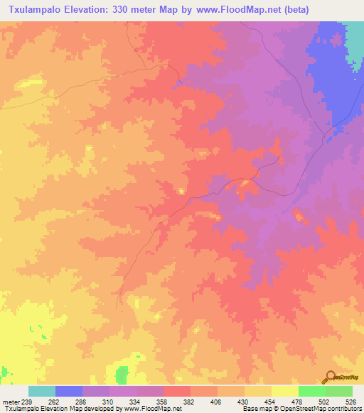 Txulampalo,Mozambique Elevation Map