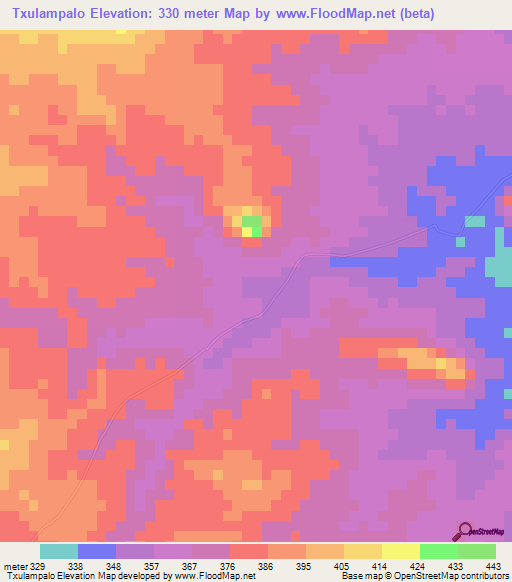 Txulampalo,Mozambique Elevation Map