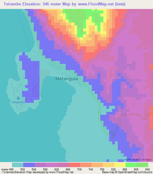 Txirambe,Mozambique Elevation Map
