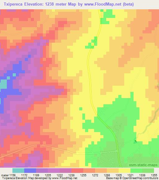 Txipereca,Mozambique Elevation Map
