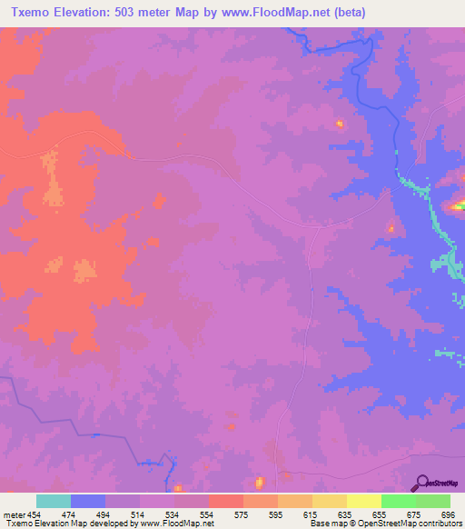 Txemo,Mozambique Elevation Map