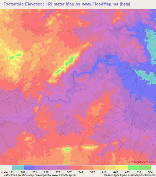Txatontola,Mozambique Elevation Map