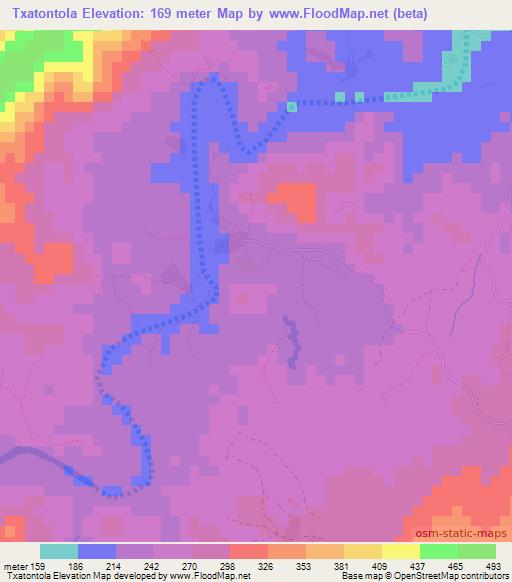 Txatontola,Mozambique Elevation Map