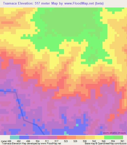 Txamaca,Mozambique Elevation Map