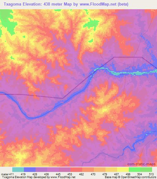 Txagoma,Mozambique Elevation Map